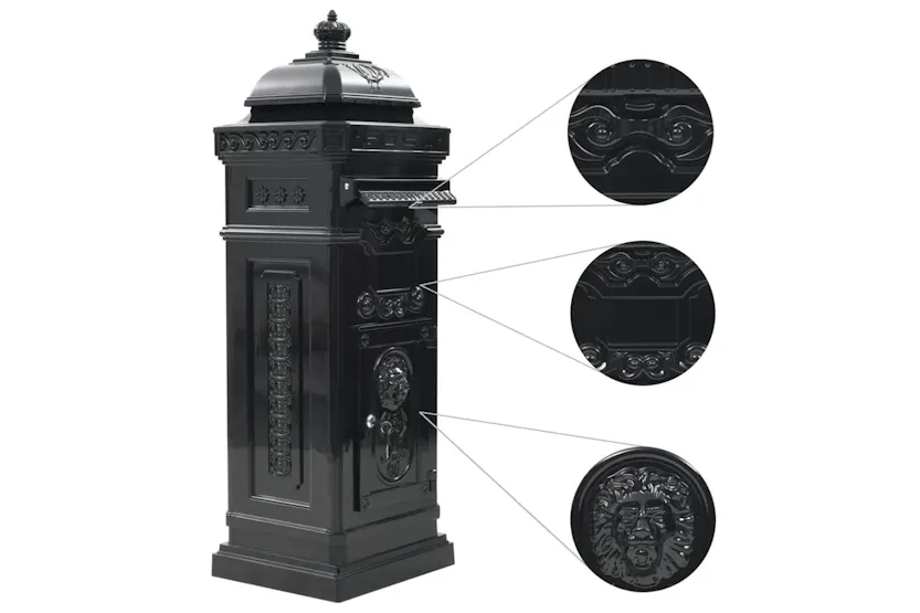 vidaXL 43888 Pillar Letterbox Aluminium Vintage Style Rustproof Black vidaXL 43888 Pillar Letterbox Aluminium Vintage Style Rustproof Black
