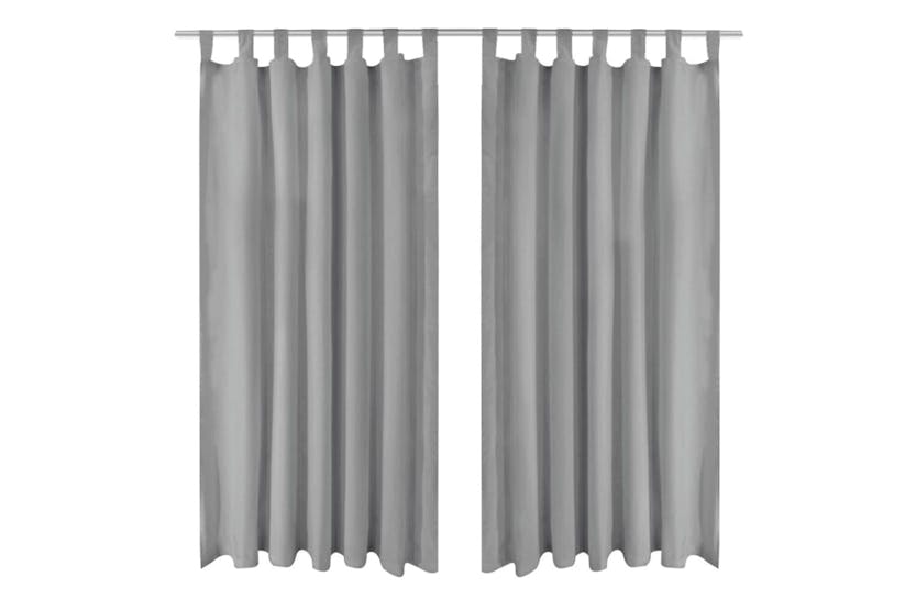 vidaXL 132215 Micro-satin Curtains 2 Pcs With Loops 140x245cm Grey vidaXL 132215 Micro-satin Curtains 2 Pcs With Loops 140x245cm Grey