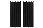 vidaXL 130354 2 Pcs Black Micro-satin Curtains With Loops 140 X 225cm vidaXL 130354 2 Pcs Black Micro-satin Curtains With Loops 140 X 225cm