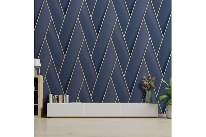 Dutch Wallcoverings 442574 Wallpaper Geometric Blue And Gold Dutch Wallcoverings 442574 Wallpaper Geometric Blue And Gold