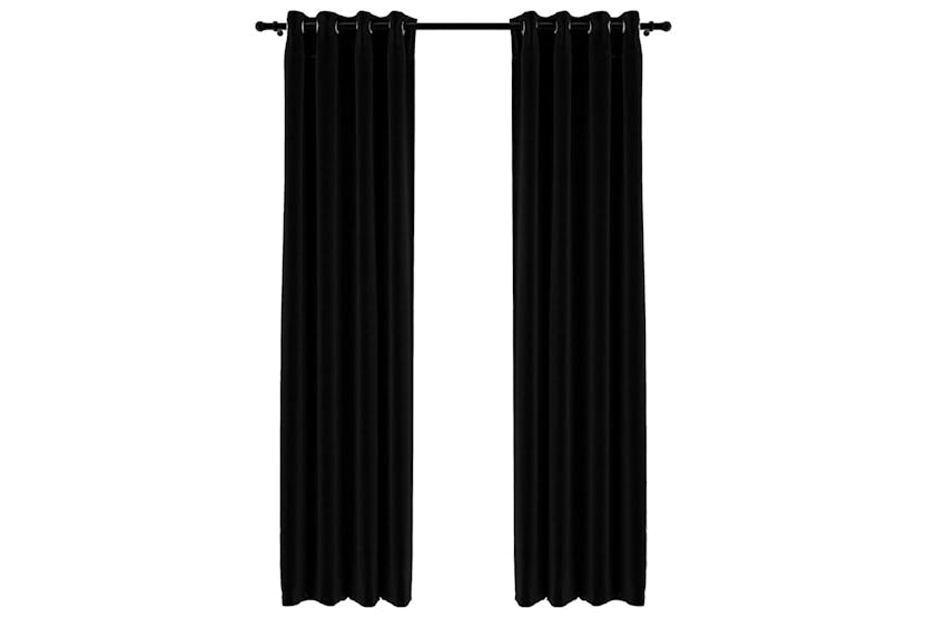 Vidaxl Linen-look Blackout Curtains With Grommets 2pcs Black 140x245cm Vidaxl Linen-look Blackout Curtains With Grommets 2pcs Black 140x245cm