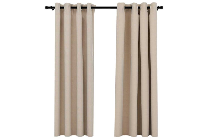 Vidaxl Linen-look Blackout Curtains With Grommets 2pcs Beige 140x175cm Vidaxl Linen-look Blackout Curtains With Grommets 2pcs Beige 140x175cm