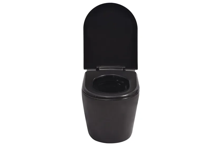 vidaXL 3054477 Wall Hung Toilet With Concealed Cistern Ceramic Black vidaXL 3054477 Wall Hung Toilet With Concealed Cistern Ceramic Black