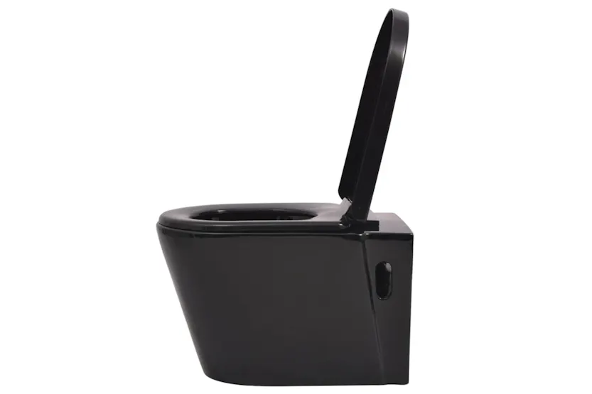 vidaXL 3054477 Wall Hung Toilet With Concealed Cistern Ceramic Black vidaXL 3054477 Wall Hung Toilet With Concealed Cistern Ceramic Black