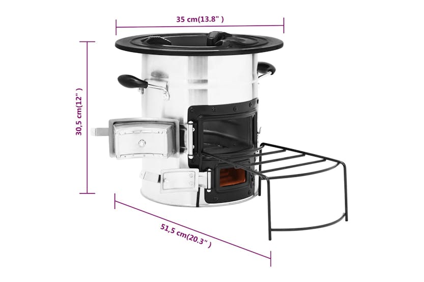 vidaXL 319442 Camping Wood Stove Silver 51.5x35x30.5cm Stainless Steel vidaXL 319442 Camping Wood Stove Silver 51.5x35x30.5cm Stainless Steel