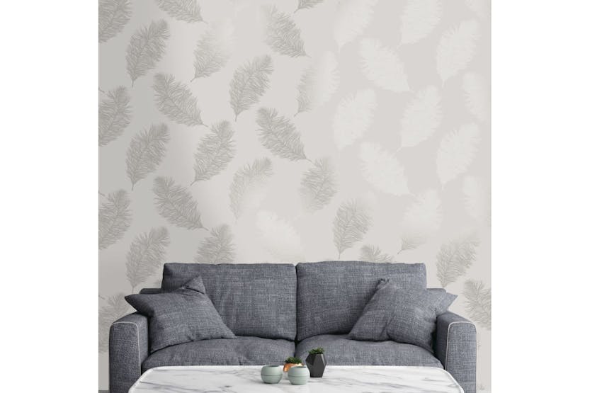 Dutch Wallcoverings 437410 Wallpaper Fawning Feather Light Grey Dutch Wallcoverings 437410 Wallpaper Fawning Feather Light Grey