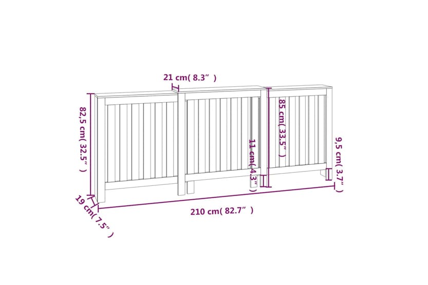 vidaXL 822587 Radiator Cover White 210x21x85cm Solid Wood Pine vidaXL 822587 Radiator Cover White 210x21x85cm Solid Wood Pine