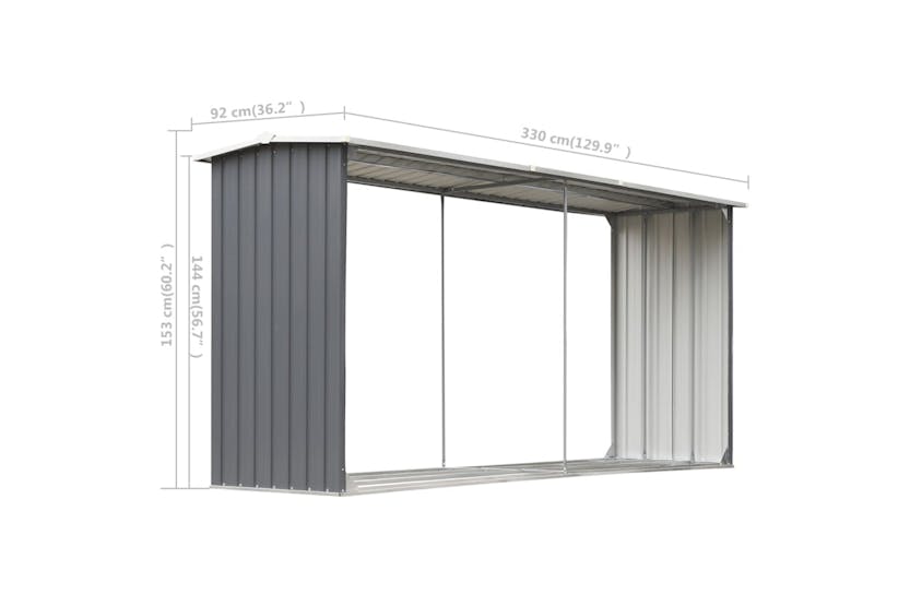 vidaXL 44860 Garden Log Storage Shed Galvanised Steel 330x92x153cm Grey vidaXL 44860 Garden Log Storage Shed Galvanised Steel 330x92x153cm Grey
