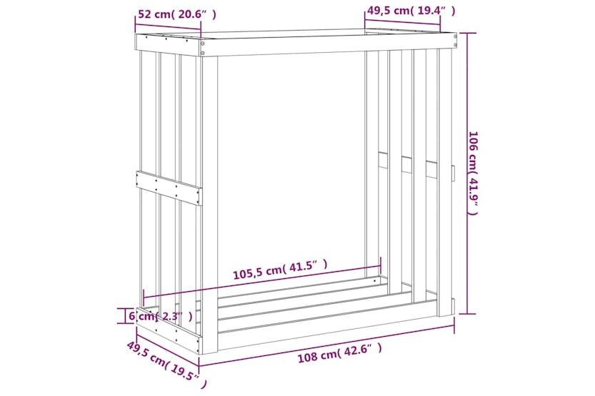 vidaXL 822627 Outdoor Log Holder White 108x52x106cm Solid Wood Pine vidaXL 822627 Outdoor Log Holder White 108x52x106cm Solid Wood Pine