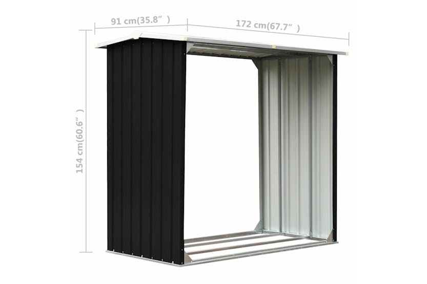 vidaXL 47082 Log Storage Shed Galvanised Steel 172x91x154cm Anthracite vidaXL 47082 Log Storage Shed Galvanised Steel 172x91x154cm Anthracite