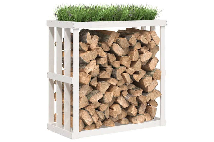 vidaXL 822627 Outdoor Log Holder White 108x52x106cm Solid Wood Pine vidaXL 822627 Outdoor Log Holder White 108x52x106cm Solid Wood Pine