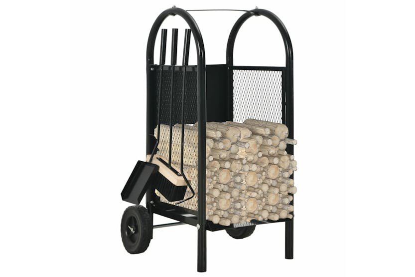 vidaXL 284703 Firewood Cart Black 30x35x81cm Steel vidaXL 284703 Firewood Cart Black 30x35x81cm Steel
