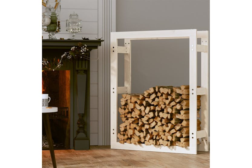 vidaXL 822418 Firewood Rack White 80x25x100cm Solid Wood Pine vidaXL 822418 Firewood Rack White 80x25x100cm Solid Wood Pine