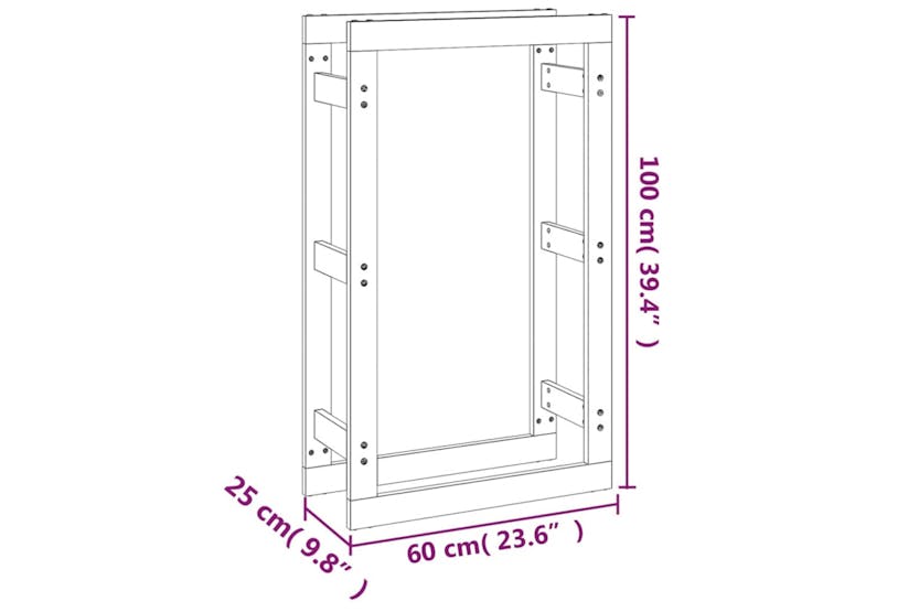 vidaXL 822412 Firewood Rack 60x25x100cm Solid Wood Pine vidaXL 822412 Firewood Rack 60x25x100cm Solid Wood Pine