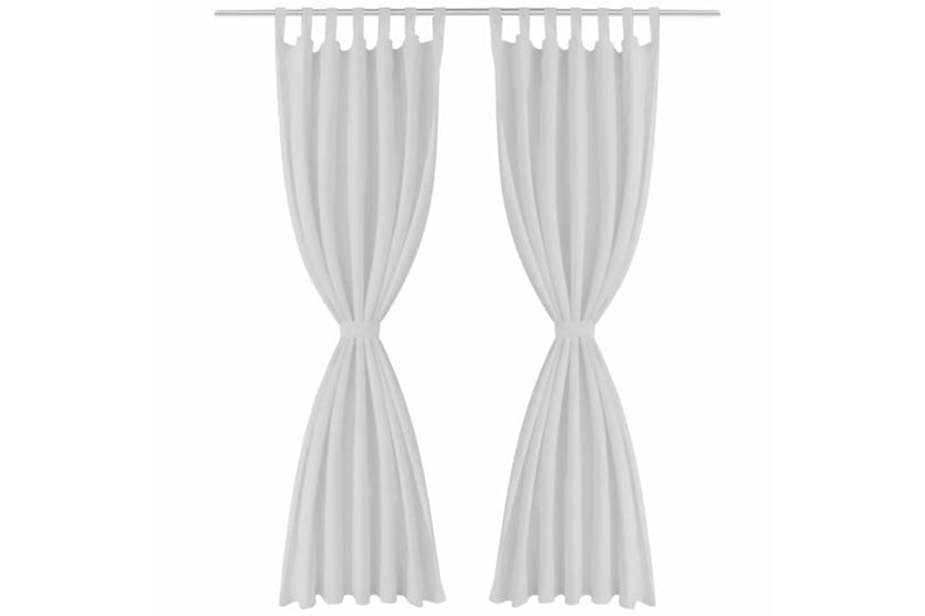 vidaXL 130360 2 Pcs White Micro-satin Curtains With Loops 140 X 225cm vidaXL 130360 2 Pcs White Micro-satin Curtains With Loops 140 X 225cm