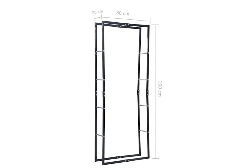 vidaXL 286285 Firewood Rack Black 80x25x200cm Steel vidaXL 286285 Firewood Rack Black 80x25x200cm Steel