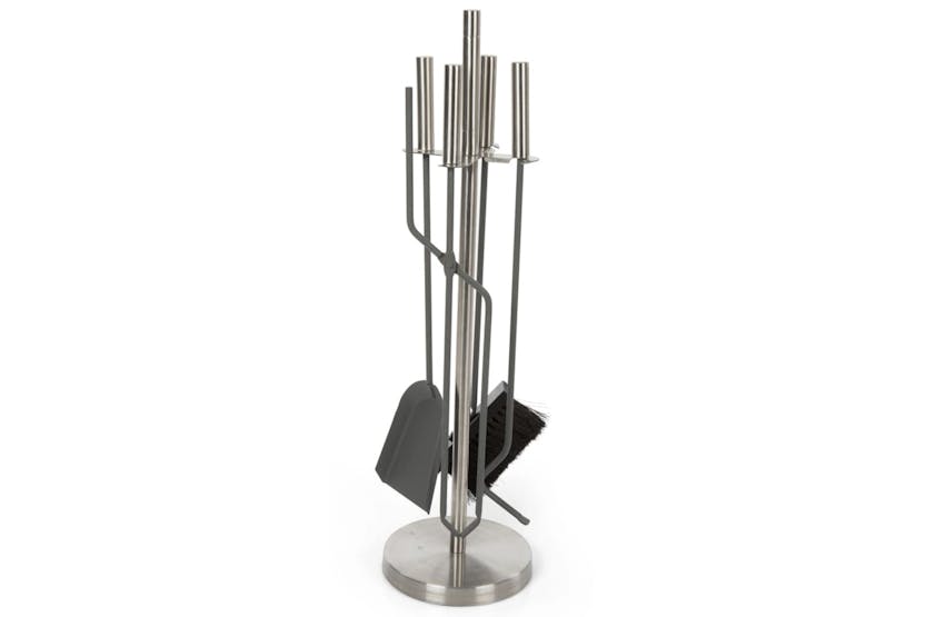 Perel 432477 4 Piece Fireplace Set Stainless Steel Perel 432477 4 Piece Fireplace Set Stainless Steel