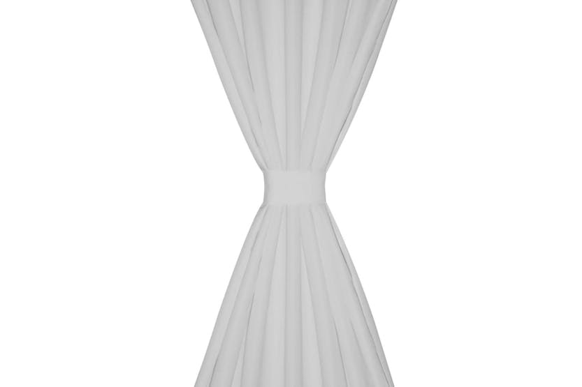 vidaXL 130360 2 Pcs White Micro-satin Curtains With Loops 140 X 225cm vidaXL 130360 2 Pcs White Micro-satin Curtains With Loops 140 X 225cm