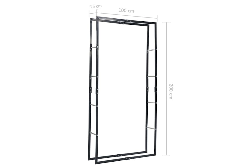 vidaXL 286286 Firewood Rack Black 100x25x200cm Steel vidaXL 286286 Firewood Rack Black 100x25x200cm Steel