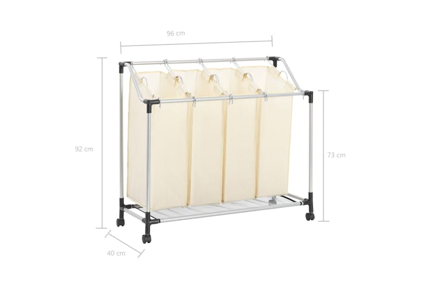 vidaXL 282428 Laundry Sorter With 4 Bags Cream Steel vidaXL 282428 Laundry Sorter With 4 Bags Cream Steel