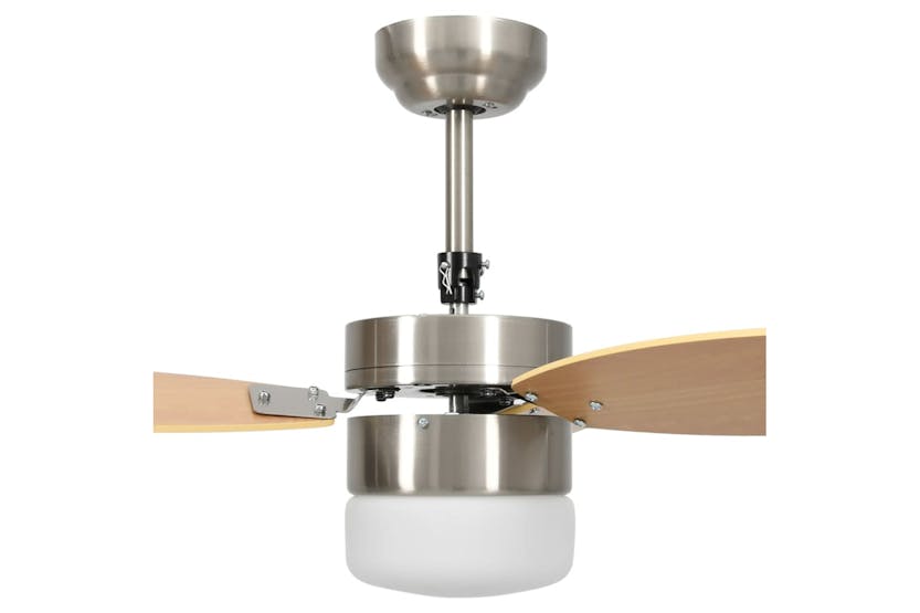 vidaXL 51492 Ceiling Fan With Light And Remote Control 76cm Light Brown vidaXL 51492 Ceiling Fan With Light And Remote Control 76cm Light Brown