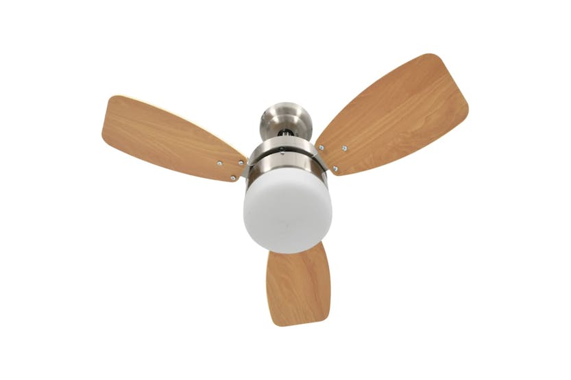 vidaXL 51492 Ceiling Fan With Light And Remote Control 76cm Light Brown vidaXL 51492 Ceiling Fan With Light And Remote Control 76cm Light Brown