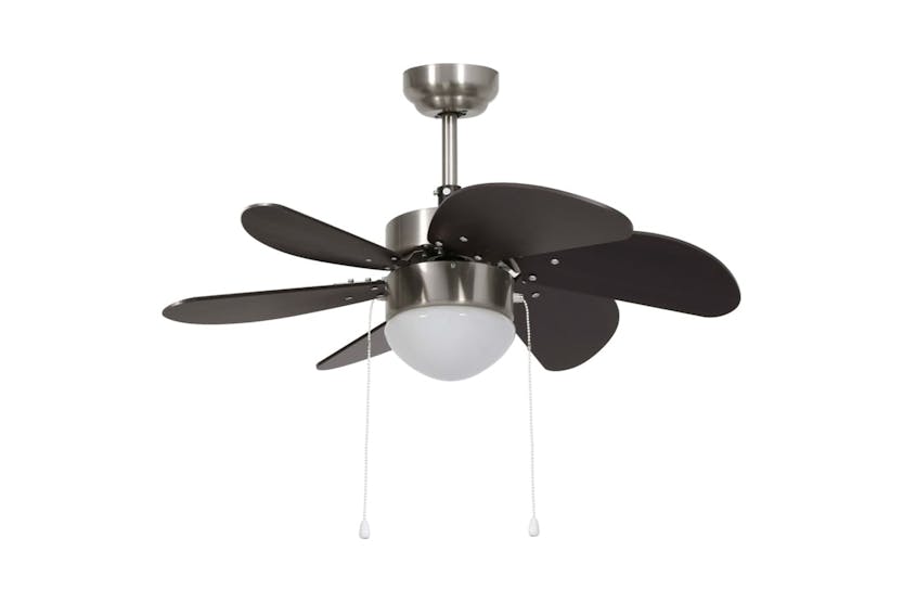vidaXL 51488 Ceiling Fan With Light 76cm Dark Brown vidaXL 51488 Ceiling Fan With Light 76cm Dark Brown