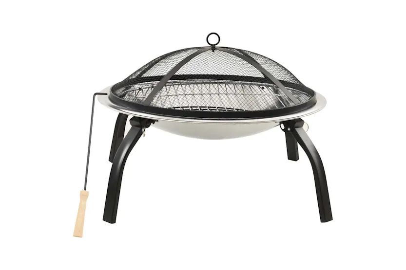 Vidaxl 2-in-1 Fire Pit And Bbq With Poker 56x56x49 Cm Stainless Steel Vidaxl 2-in-1 Fire Pit And Bbq With Poker 56x56x49 Cm Stainless Steel
