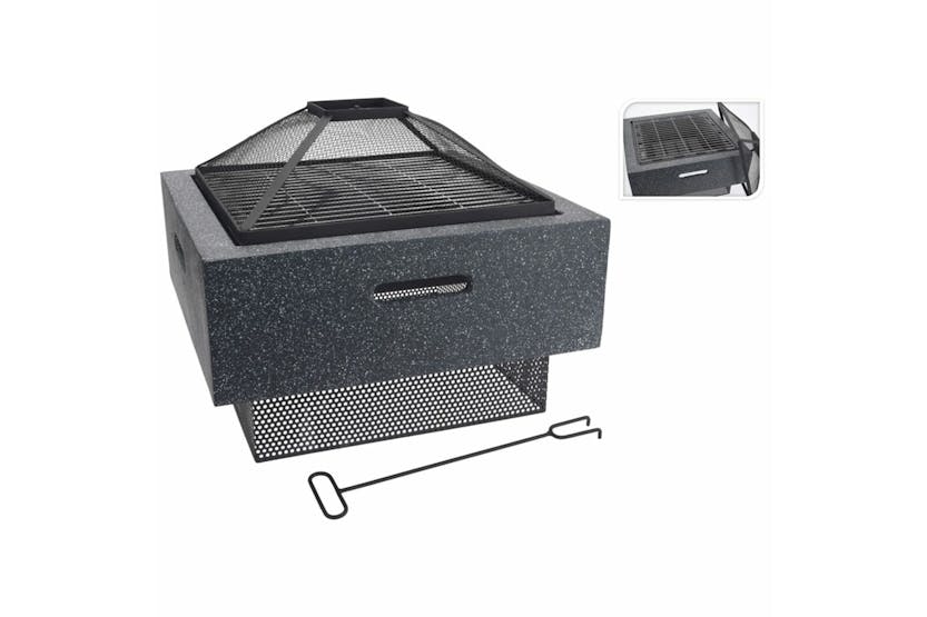 Progarden 436229 Fire Bowl With Bbq Rack Square Dark Grey 52.5x52.5x18.5 Cm Progarden 436229 Fire Bowl With Bbq Rack Square Dark Grey 52.5x52.5x18.5 Cm
