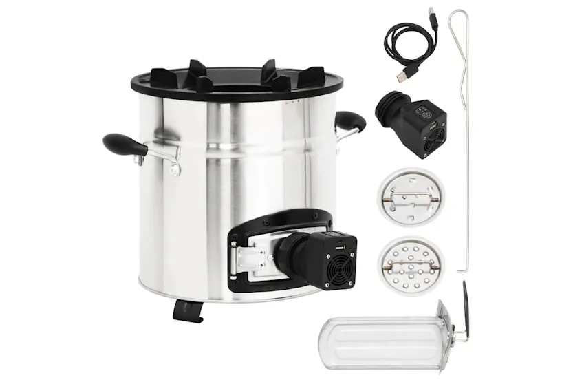 Vidaxl Wood Stove With Usb Fan Silver 35.5x26x28 Cm Stainless Steel Vidaxl Wood Stove With Usb Fan Silver 35.5x26x28 Cm Stainless Steel