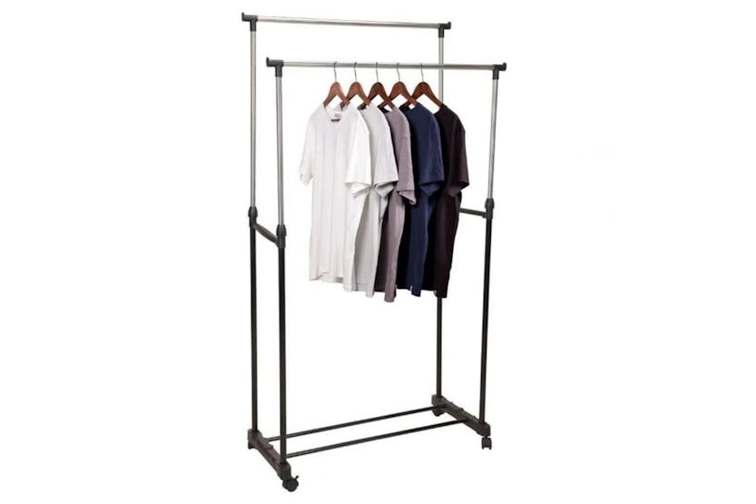 Storage Solutions 442516 Storage Solutions Clothing Rack Double Hangers With Wheels Adjustable 80x42x(90-160) Cm Storage Solutions 442516 Storage Solutions Clothing Rack Double Hangers With Wheels Adjustable 80x42x(90-160) Cm