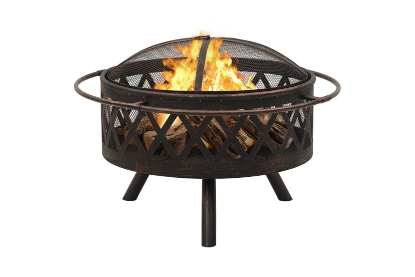 vidaXL 311885 Rustic Fire Pit With Poker 76cm Xxl Steel vidaXL 311885 Rustic Fire Pit With Poker 76cm Xxl Steel