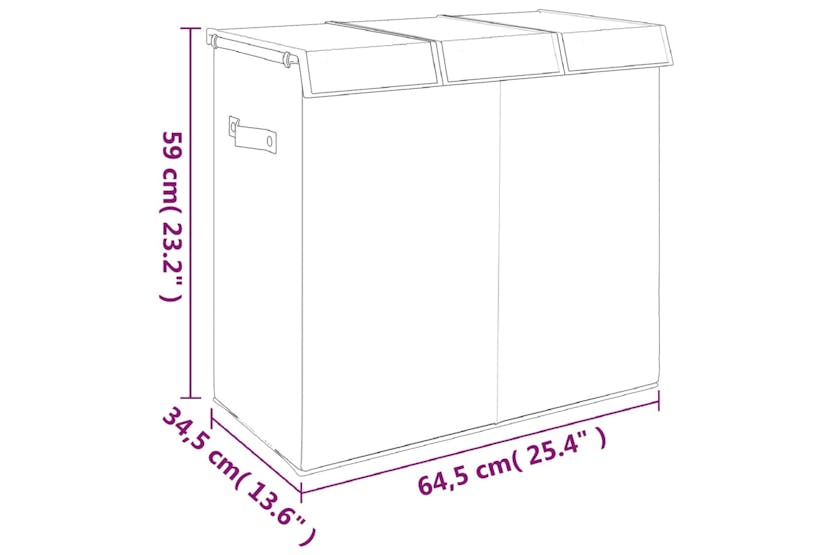 vidaXL 351041 Foldable Laundry Hamper Grey 64.5x34.5x59cm Faux Linen Fabric vidaXL 351041 Foldable Laundry Hamper Grey 64.5x34.5x59cm Faux Linen Fabric