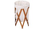 vidaXL 284227 Folding Laundry Basket Cream Wood And Fabric vidaXL 284227 Folding Laundry Basket Cream Wood And Fabric
