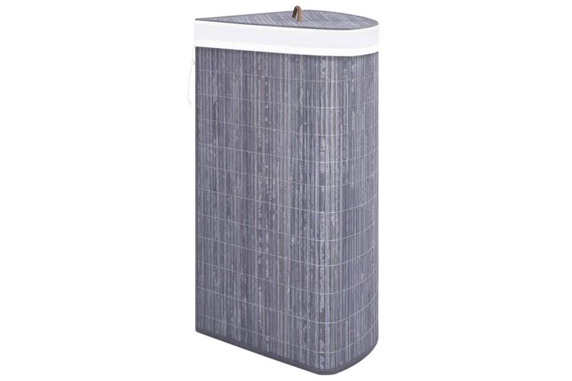 vidaXL 320761 Bamboo Corner Laundry Basket Grey 60 L vidaXL 320761 Bamboo Corner Laundry Basket Grey 60 L