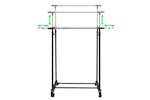 vidaXL 50212 Adjustable Clothes Rack 4 Castors 2 Hanging Rails vidaXL 50212 Adjustable Clothes Rack 4 Castors 2 Hanging Rails