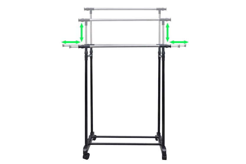 vidaXL 50212 Adjustable Clothes Rack 4 Castors 2 Hanging Rails vidaXL 50212 Adjustable Clothes Rack 4 Castors 2 Hanging Rails