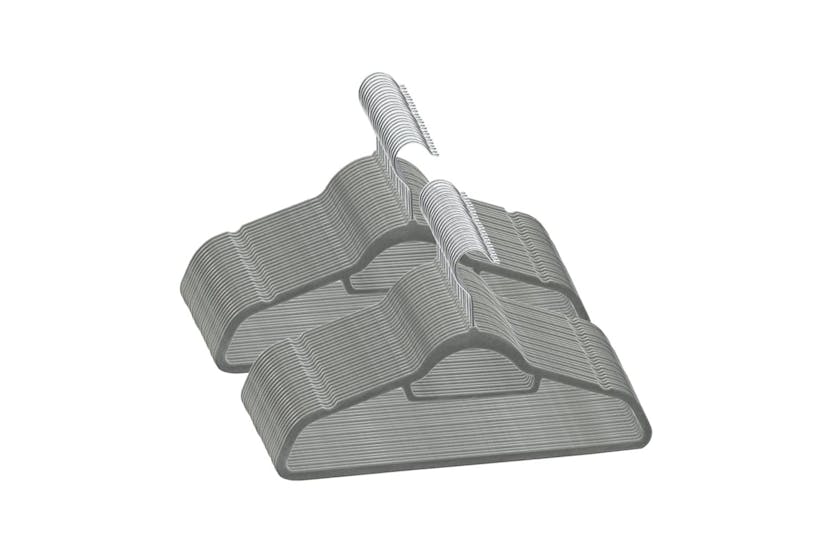 vidaXL 289918 50 Pcs Clothes Hanger Set Anti-slip Grey Velvet vidaXL 289918 50 Pcs Clothes Hanger Set Anti-slip Grey Velvet