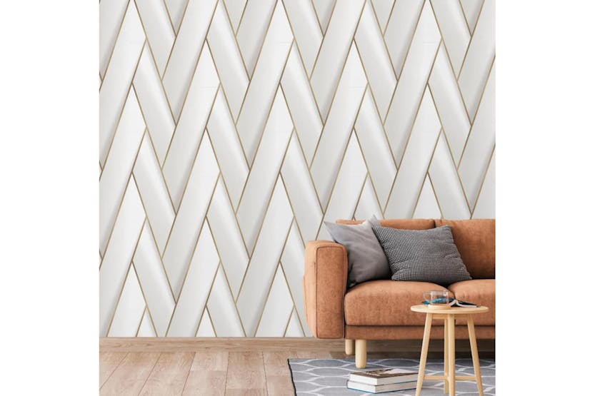 Dutch Wallcoverings 442573 Wallpaper Geometric White And Gold Dutch Wallcoverings 442573 Wallpaper Geometric White And Gold