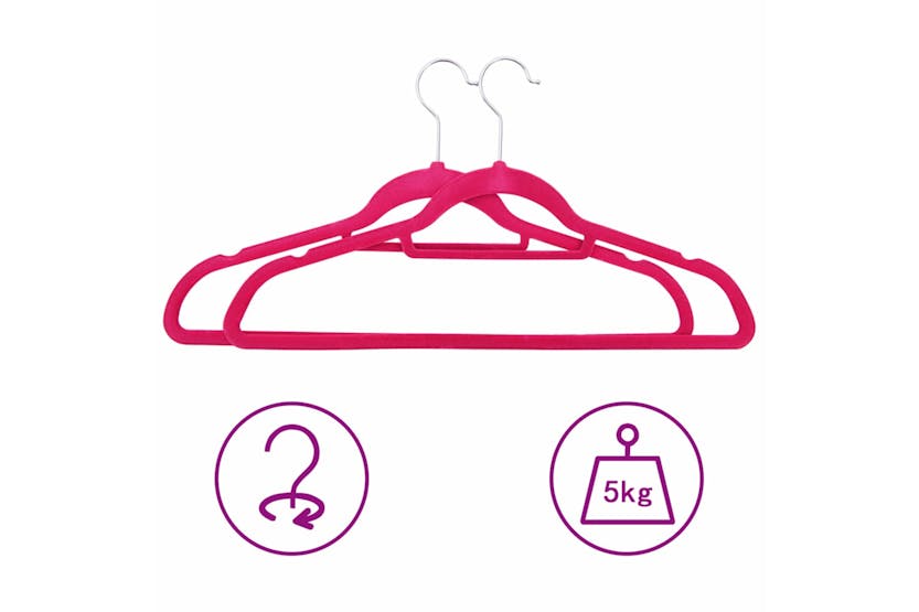 vidaXL 289925 100 Pcs Clothes Hanger Set Anti-slip Pink Velvet vidaXL 289925 100 Pcs Clothes Hanger Set Anti-slip Pink Velvet