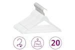 vidaXL 289914 20 Pcs Clothes Hanger Set Non-slip White Hardwood vidaXL 289914 20 Pcs Clothes Hanger Set Non-slip White Hardwood
