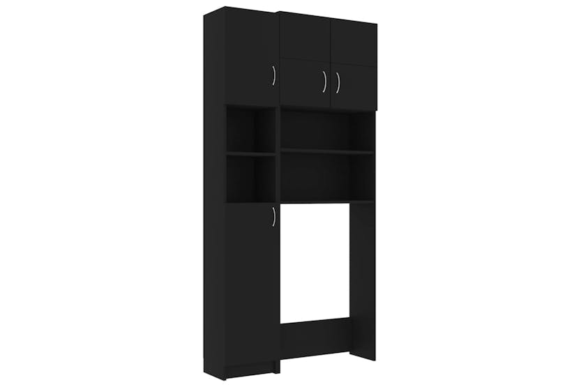 vidaXL 3055637 Washing Machine Cabinet Set Black Engineered Wood vidaXL 3055637 Washing Machine Cabinet Set Black Engineered Wood