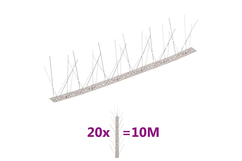 vidaXL 149133 5-row Stainless Steel Bird & Pigeon Spikes Set Of 20 10 M vidaXL 149133 5-row Stainless Steel Bird & Pigeon Spikes Set Of 20 10 M