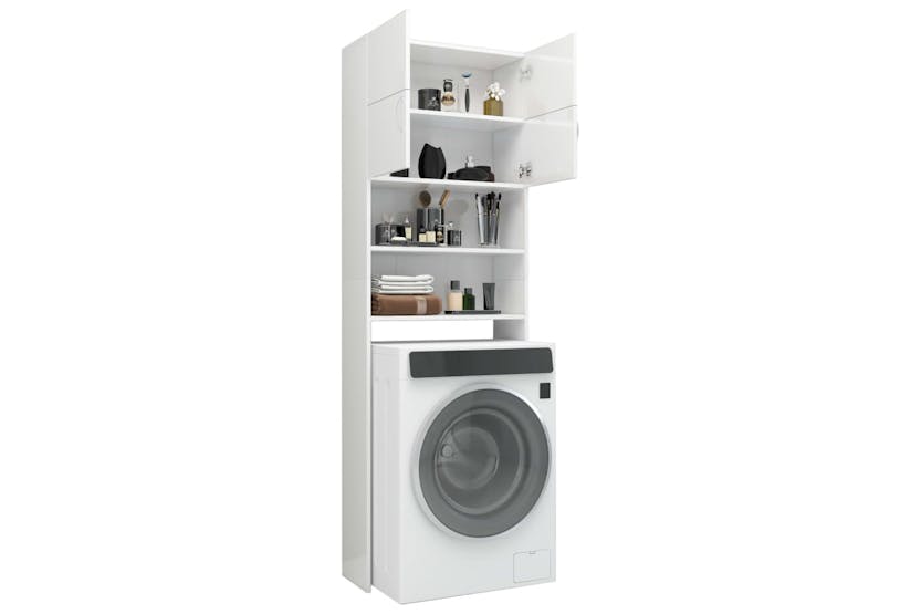 vidaXL 800033 Washing Machine Cabinet High Gloss White 64x25.5x190cm Engineered Wood vidaXL 800033 Washing Machine Cabinet High Gloss White 64x25.5x190cm Engineered Wood