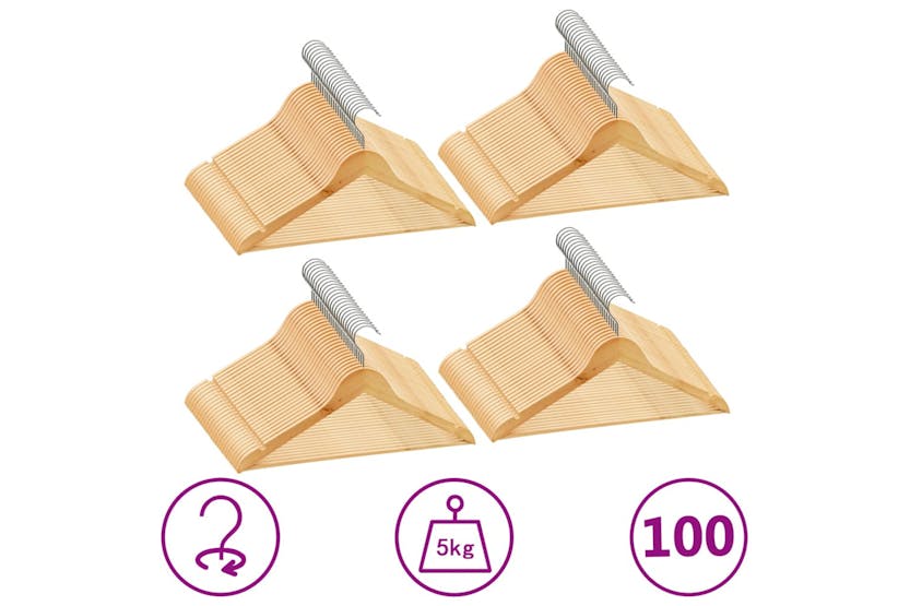 vidaXL 289913 100 Pcs Clothes Hanger Set Non-slip Hardwood vidaXL 289913 100 Pcs Clothes Hanger Set Non-slip Hardwood