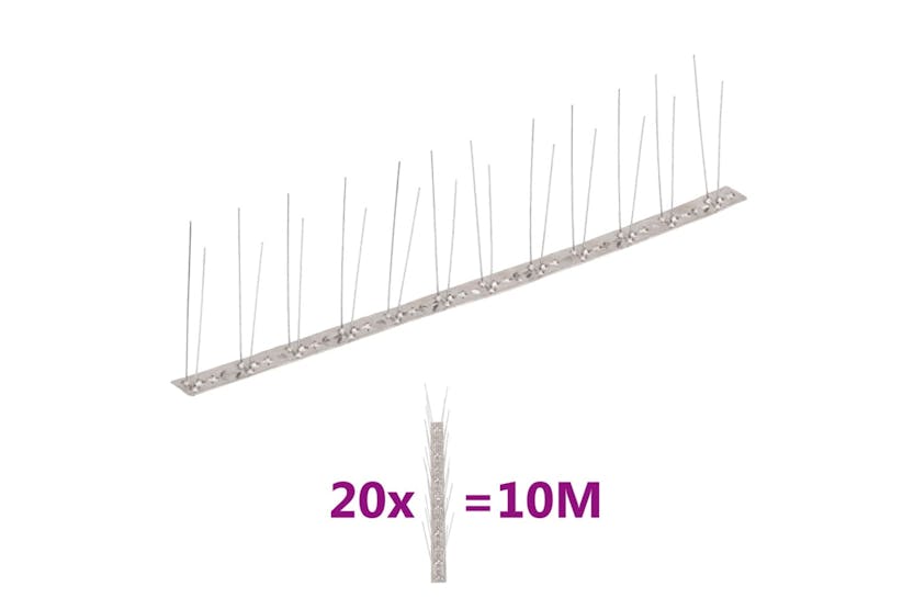 vidaXL 149130 2-row Stainless Steel Bird & Pigeon Spikes Set Of 20 10 M vidaXL 149130 2-row Stainless Steel Bird & Pigeon Spikes Set Of 20 10 M