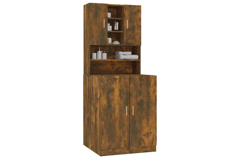 vidaXL 3120182 Washing Machine Cabinet Smoked Oak Engineered Wood vidaXL 3120182 Washing Machine Cabinet Smoked Oak Engineered Wood