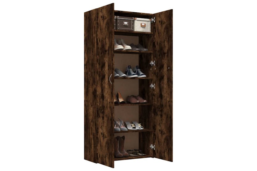 vidaXL 815276 Shoe Cabinet Smoked Oak 80x35.5x180cm Engineered Wood vidaXL 815276 Shoe Cabinet Smoked Oak 80x35.5x180cm Engineered Wood