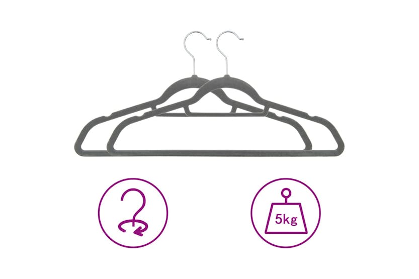 vidaXL 289919 100 Pcs Clothes Hanger Set Anti-slip Grey Velvet vidaXL 289919 100 Pcs Clothes Hanger Set Anti-slip Grey Velvet