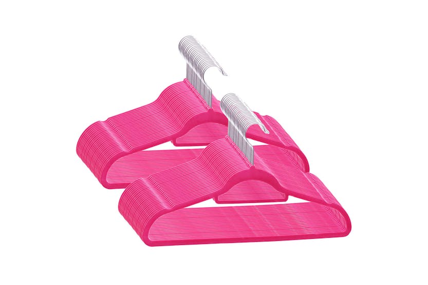 vidaXL 289924 50 Pcs Clothes Hanger Set Anti-slip Pink Velvet vidaXL 289924 50 Pcs Clothes Hanger Set Anti-slip Pink Velvet
